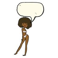 cartoon woman in bikini with speech bubble N35