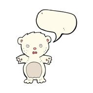 frightened polar bear cartoon with speech bubble N4