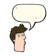 cartoon surprised man with speech bubble N86