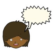 cartoon happy female face with speech bubble N137