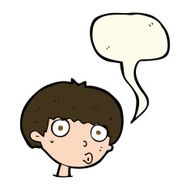 cartoon surprised boy with speech bubble N20