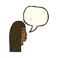 cartoon female face profile with speech bubble N8