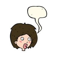 cartoon woman looking with speech bubble N7