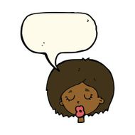 cartoon woman with eyes closed speech bubble N5