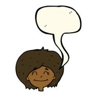 cartoon happy female face with speech bubble N138