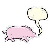 cartoon hippopotamus with speech bubble N6