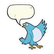 cartoon dancing bluebird with speech bubble N4