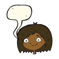 cartoon happy female face with speech bubble N139