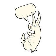 cue cartoon rabbit with speech bubble N7
