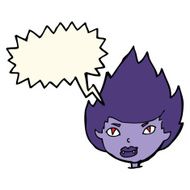 cartoon vampire head with speech bubble N26