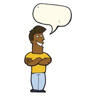 cartoon grinning man with speech bubble N61