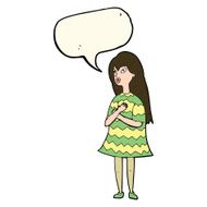 cartoon surprised girl with speech bubble N15