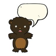 frightened black bear cartoon with speech bubble N4