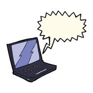 cartoon laptop computer with speech bubble N7