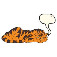 cartoon resting tiger with speech bubble N7