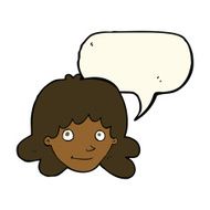 cartoon happy female face with speech bubble N140