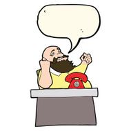 cartoon arrogant boss man with speech bubble N6