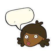 cartoon pretty face with speech bubble N8