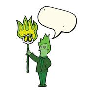 cartoon devil with pitchfork speech bubble N19