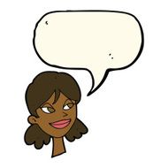 cartoon happy female face with speech bubble N141