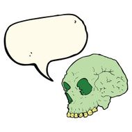 cartoon spooky skull with speech bubble N95