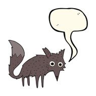 funny cartoon little wolf with speech bubble N4