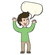 cartoon happy man with speech bubble N322