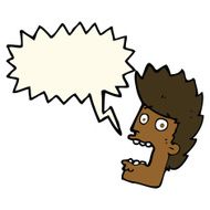 cartoon terrified man with speech bubble N139