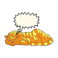 cartoon resting tiger with speech bubble N8