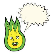 cartoon friendly fireball with speech bubble N13