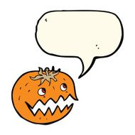 cartoon pumpkin with speech bubble N12