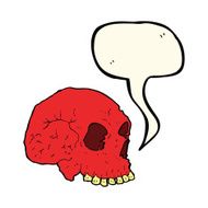 cartoon spooky skull with speech bubble N96