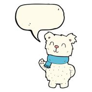 cartoon waving polar bear with speech bubble N38