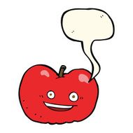 cartoon apple with speech bubble N25