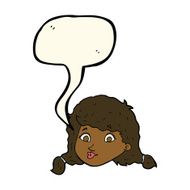 cartoon pretty female face with speech bubble N68