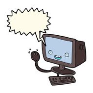 cartoon computer with speech bubble N7