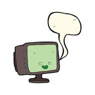 cartoon computer screen with speech bubble N6