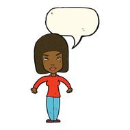 cartoon woman shrugging shoulders with speech bubble N332