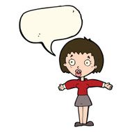 cartoon shocked woman with speech bubble N66
