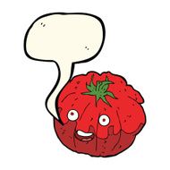cartoon happy tomato with speech bubble N15