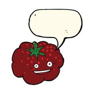 cartoon happy tomato with speech bubble N16
