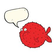 cartoon puffer fish with speech bubble N8