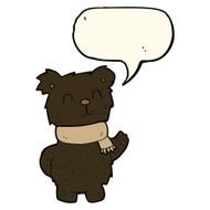 cartoon waving black bear with speech bubble N38
