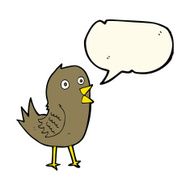 cartoon tweeting bird with speech bubble N4
