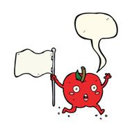 cartoon funny apple with flag speech bubble N6