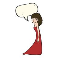 cartoon woman pulling photo face with speech bubble N7