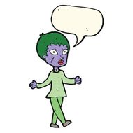cartoon halloween zombie woman with speech bubble N8