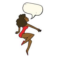 cartoon dancing woman with speech bubble N38