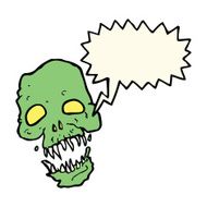 cartoon scary skull with speech bubble N18