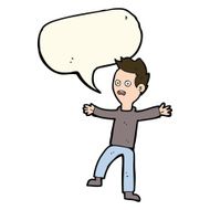 cartoon startled boy with speech bubble N20